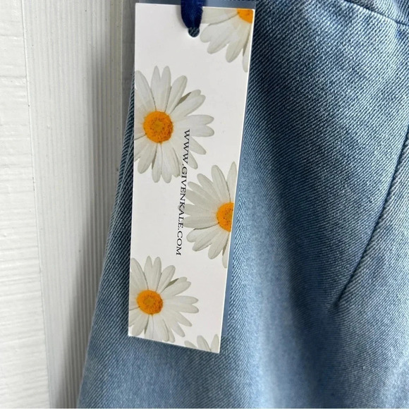 Prairie Cottagecore Denim Cotton Short Sleeved V-Neck Wrap Bust Midi Dress / M - Picture 9 of 10